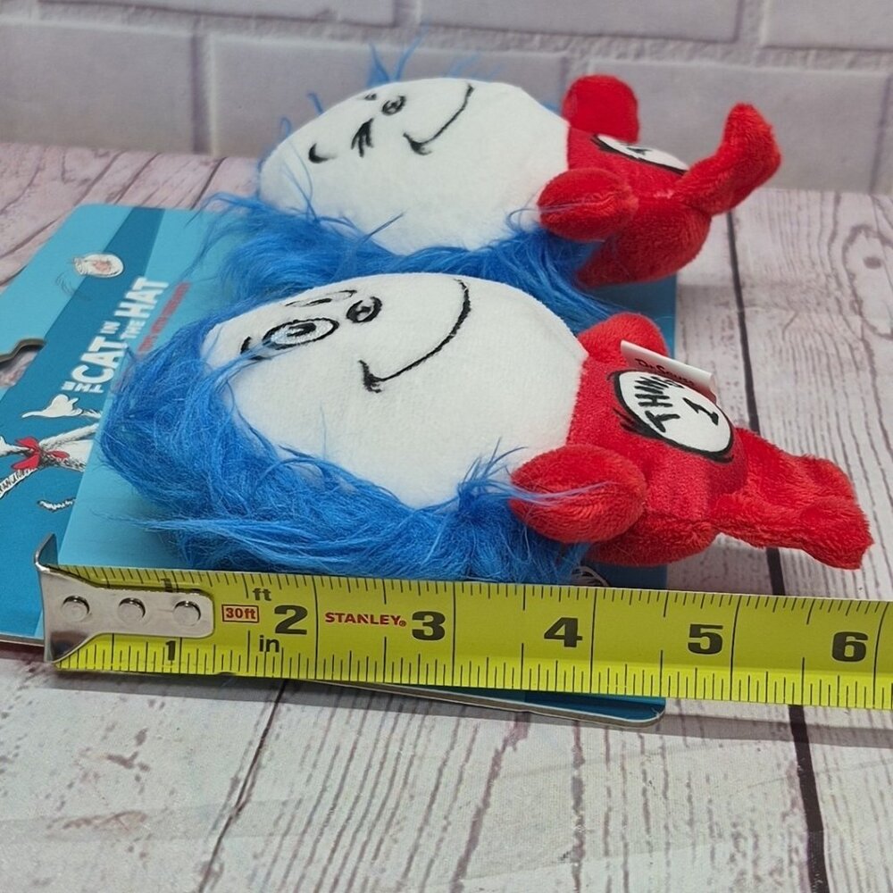Dr. Seuss Thing 1 & Thing 2 Plush Stuffed Dog Toy The Cat in The Hat~Squeaker - Picture 8 of 8
